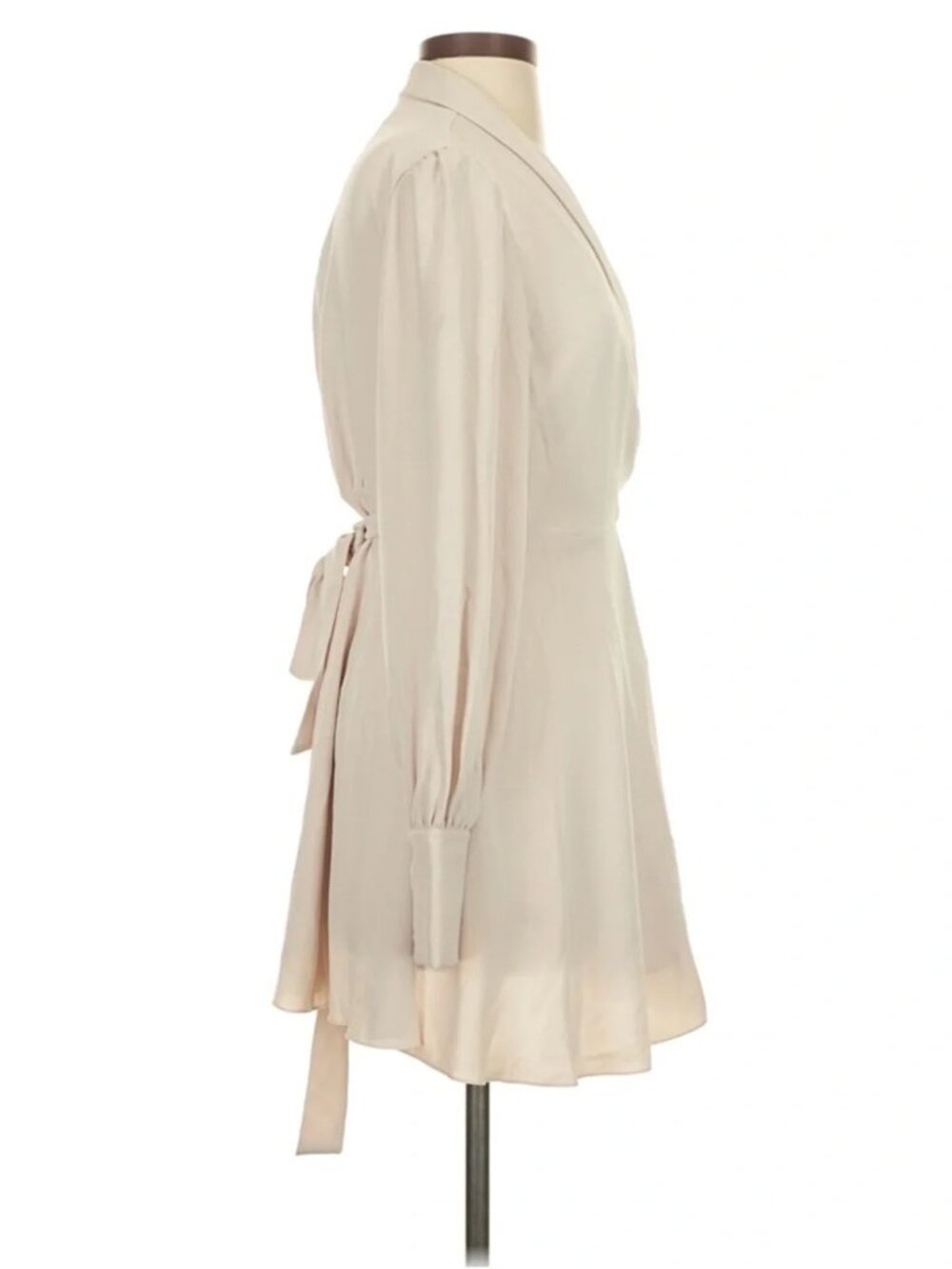 New Aritzia Babaton Hyde satin bishop long sleeve wrap style v-neck minidress - Picture 14 of 16